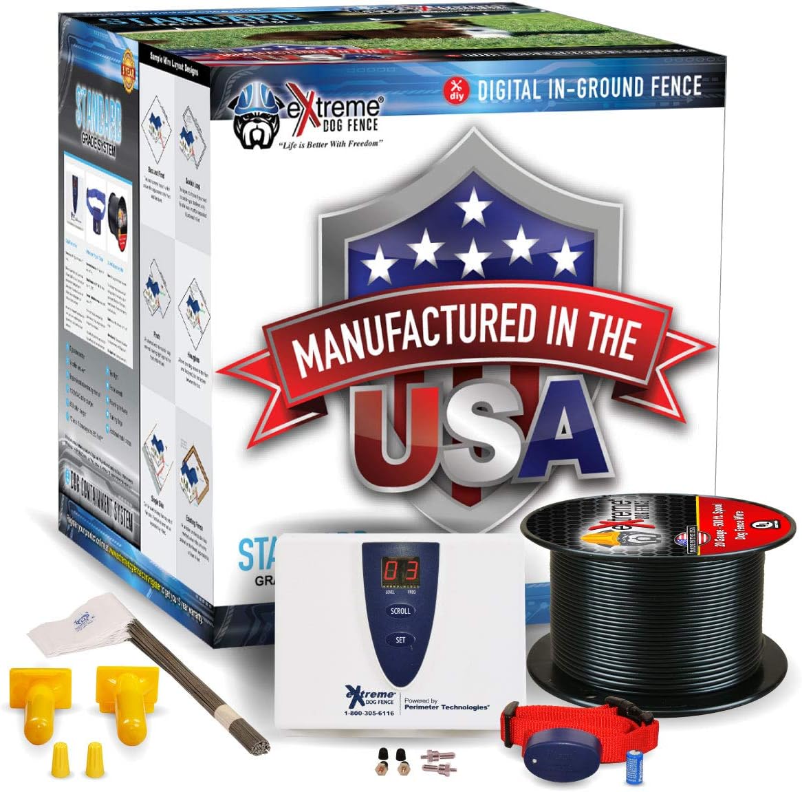 Underground Electric Dog Fence Premium - Standard Dog Fence System for Easy Setup and Superior Longevity and Continued Reliable Pet Safety - 1 Dog | 500 Feet Standard Dog Fence Wire : Extreme Dog Fence : Wireless Pet Fence Products : Pet Supplies
