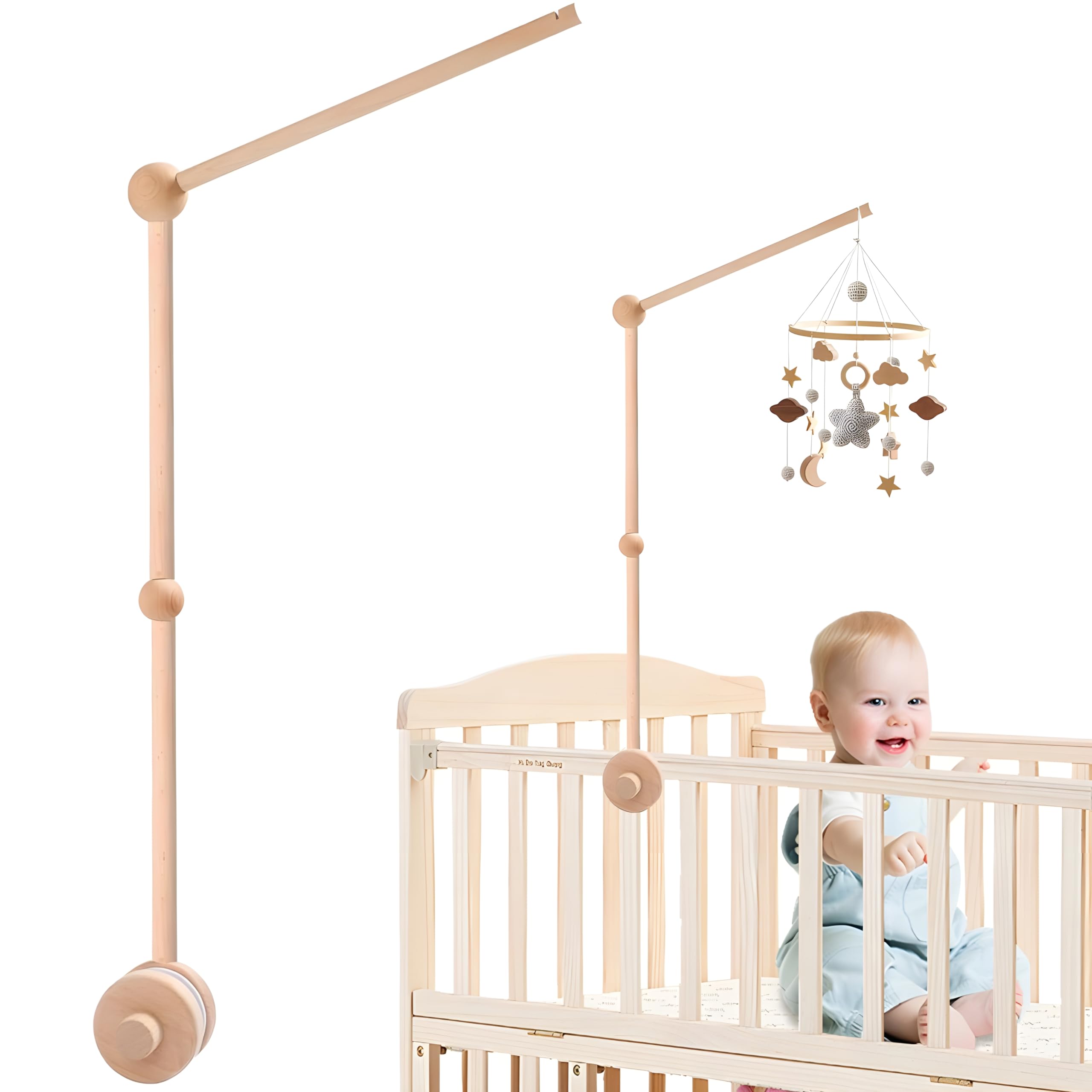 babybett Mobil-Halterung Wickeltisch und Klingelhalterung für Kinderzimmer, verstellbarer Gestang