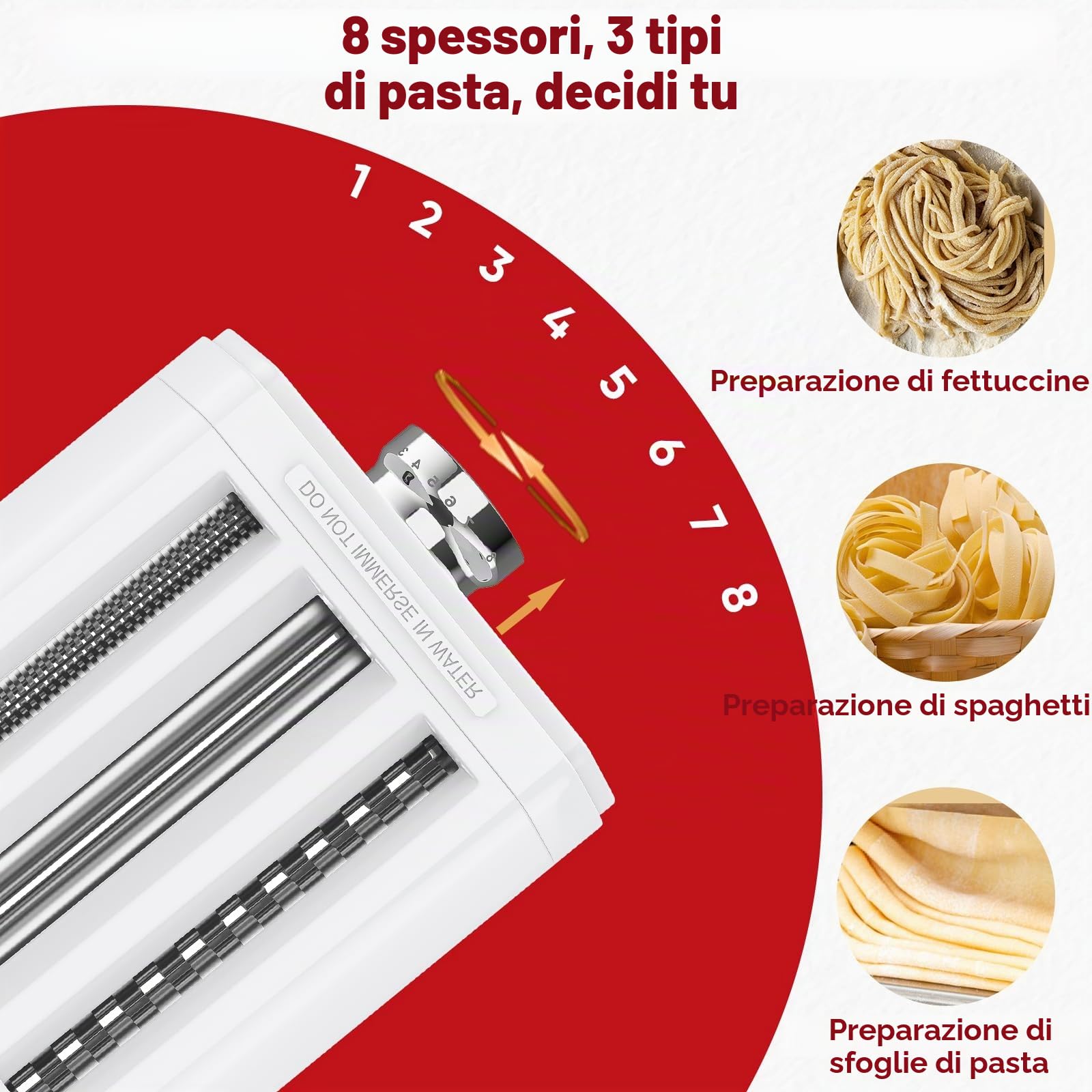 TPGSING Set 3 in 1 per robot da cucina KitchenAid, macchina per la pasta per KitchenAid, accessori per la pasta maker, set con rullo per pasta spaghetti, taglierina fettuccine