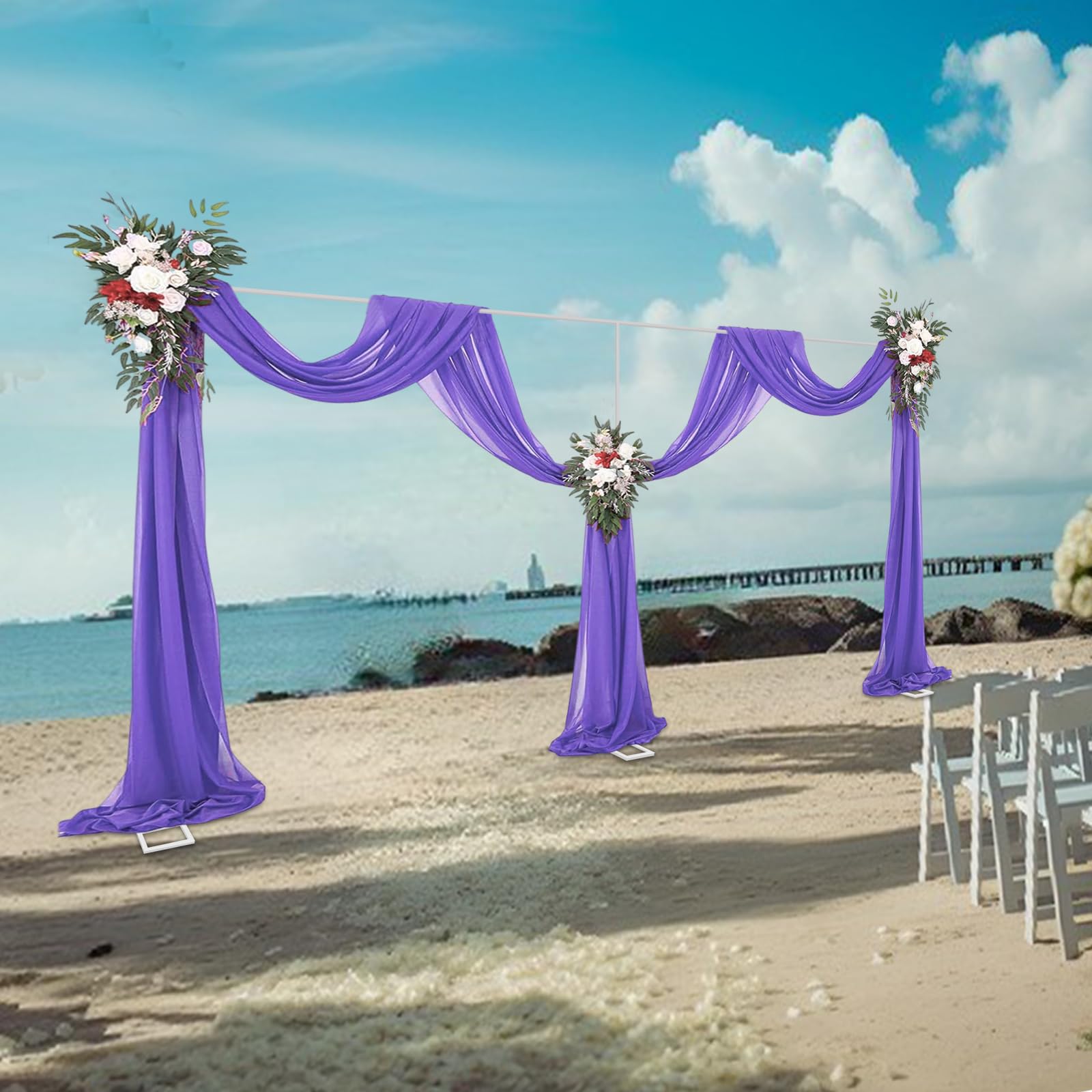 PROYONGOO 10x20ft Heavy Duty Curtain Stand with Base, Pipe and Drape Stand Backdrop Frame, Metal Backdrop Stand Pipe Kit for Wedding Party