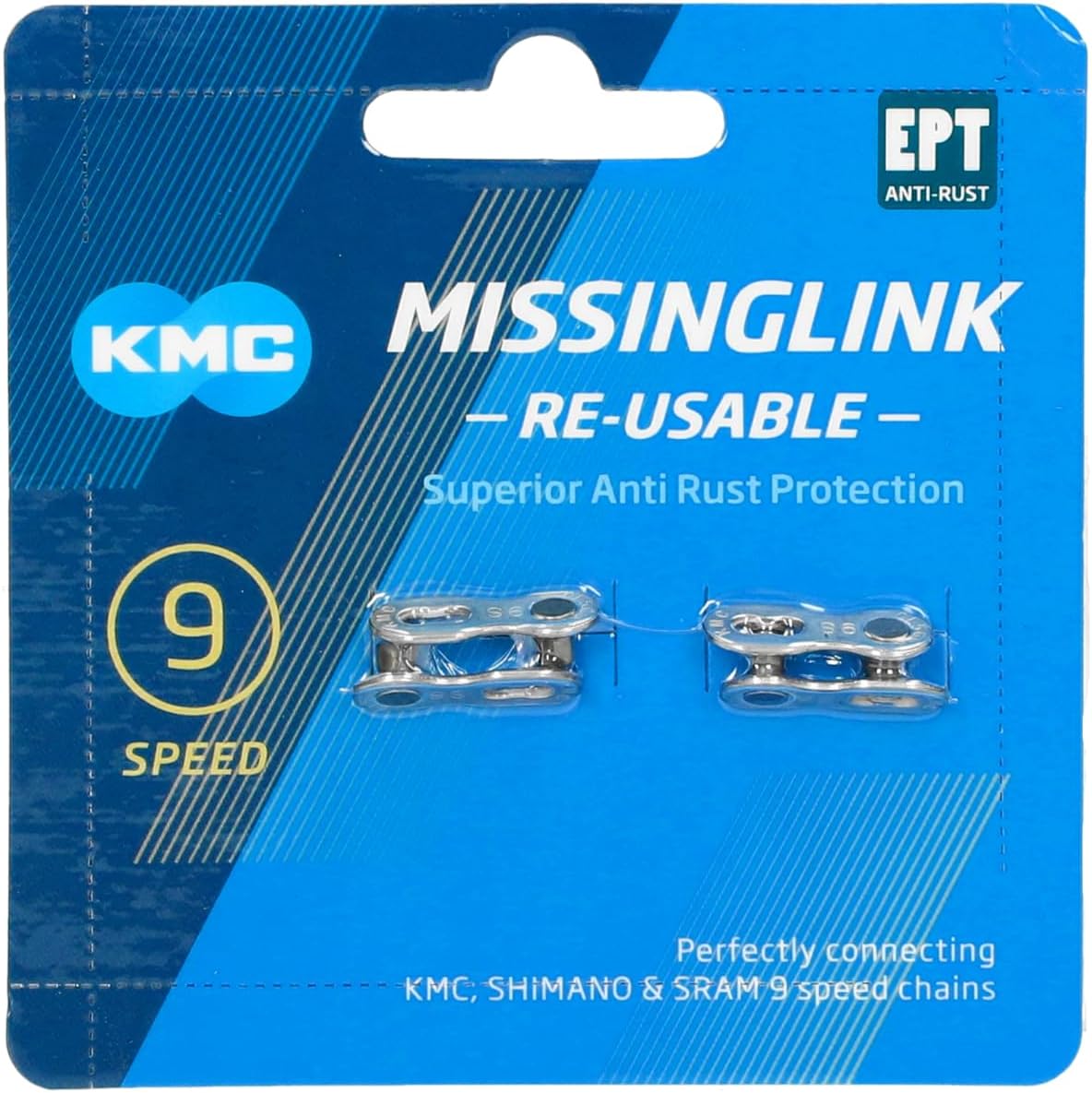 KMC 9 Speed EPT MissingLink, Dark Silver, Pack of 2