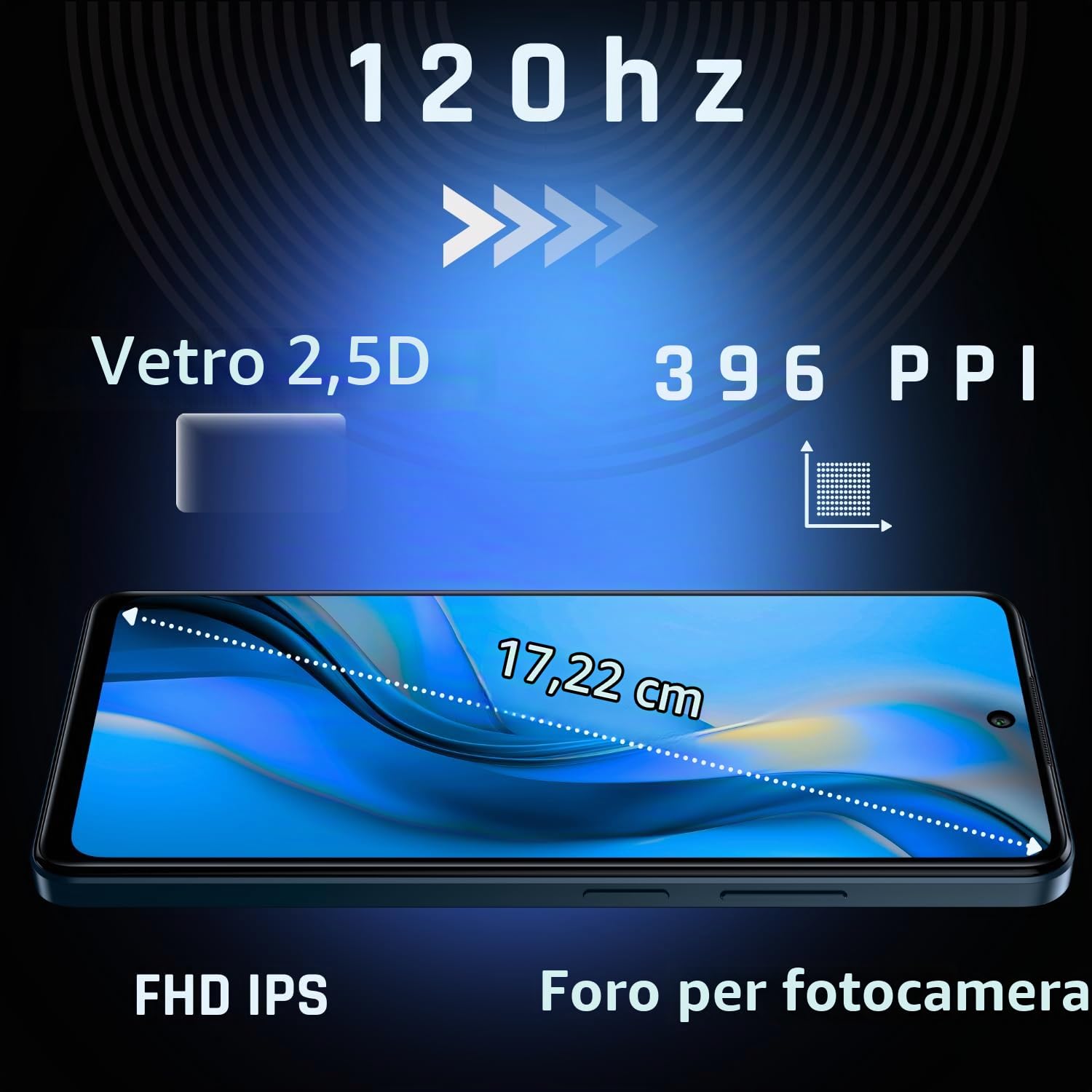 myPhone Smartphone limitato sottile ed elegante Funzione NFC senza contratto N23 Plus 5G blu notte, batteria 5000mah fotocamera 50mpx, display FHD+ 256 GB, fino a16GB RAM Android 14, 6'78 pollici