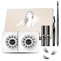 Vista 1 de extensión de pestañas, hazlo tu mismo, efecto 3D, pestañas pegadas individualmente, 24 grupos de pestañas voluminosas, extensión de pestañas