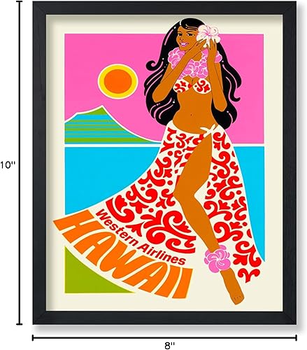 Miniatura 7 de Poster Master Póster de viaje vintage, impresión retro hawaiana, arte de bailarina hula - Arte de Western Airlines - Regalo para él, ella, amante de