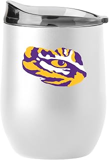 Logo Brands LSU 16oz Swagger White Powder Coat Curved Beverage