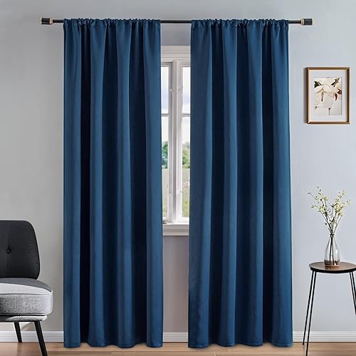 Miniatura 16 de Cortinas 100% opacas para sala de estar, cortinas de 96 pulgadas, juego de 2 paneles con bloqueo de luz, pestaña trasera y bolsillo para barra,