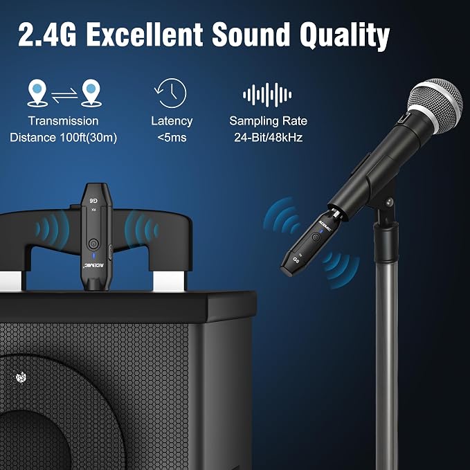 Micrófono inalámbrico 2.4G XLR sistema transmisor y receptor miniatura 3