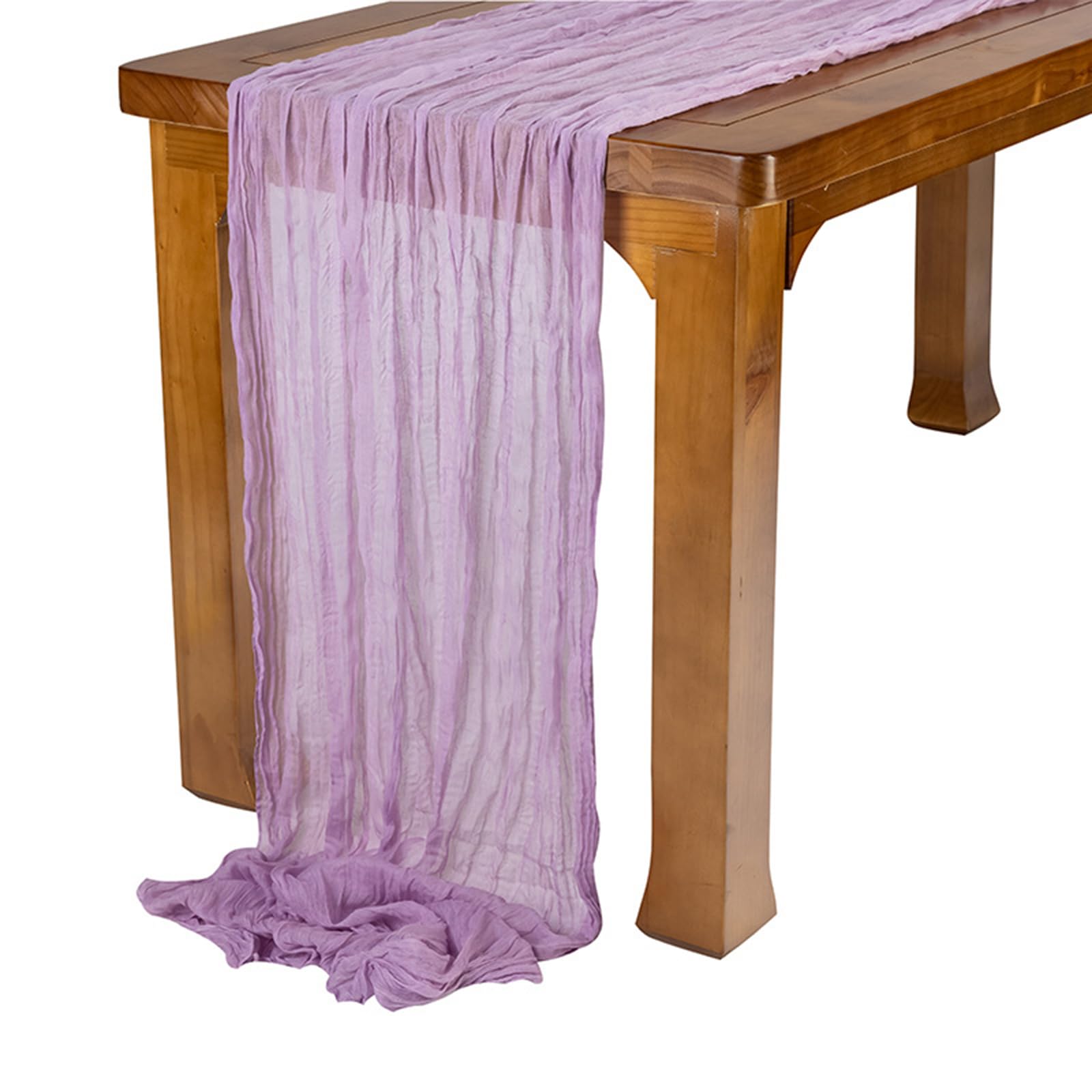 Fofetbfo Cheesecloth Table Runner Boho Gauze Table Runner 35 x 157 Inch Long Table Runner Rustic Sheer Cheese Cloth Table Runner for Wedding Bridal Birthday Party Decor(Purple)