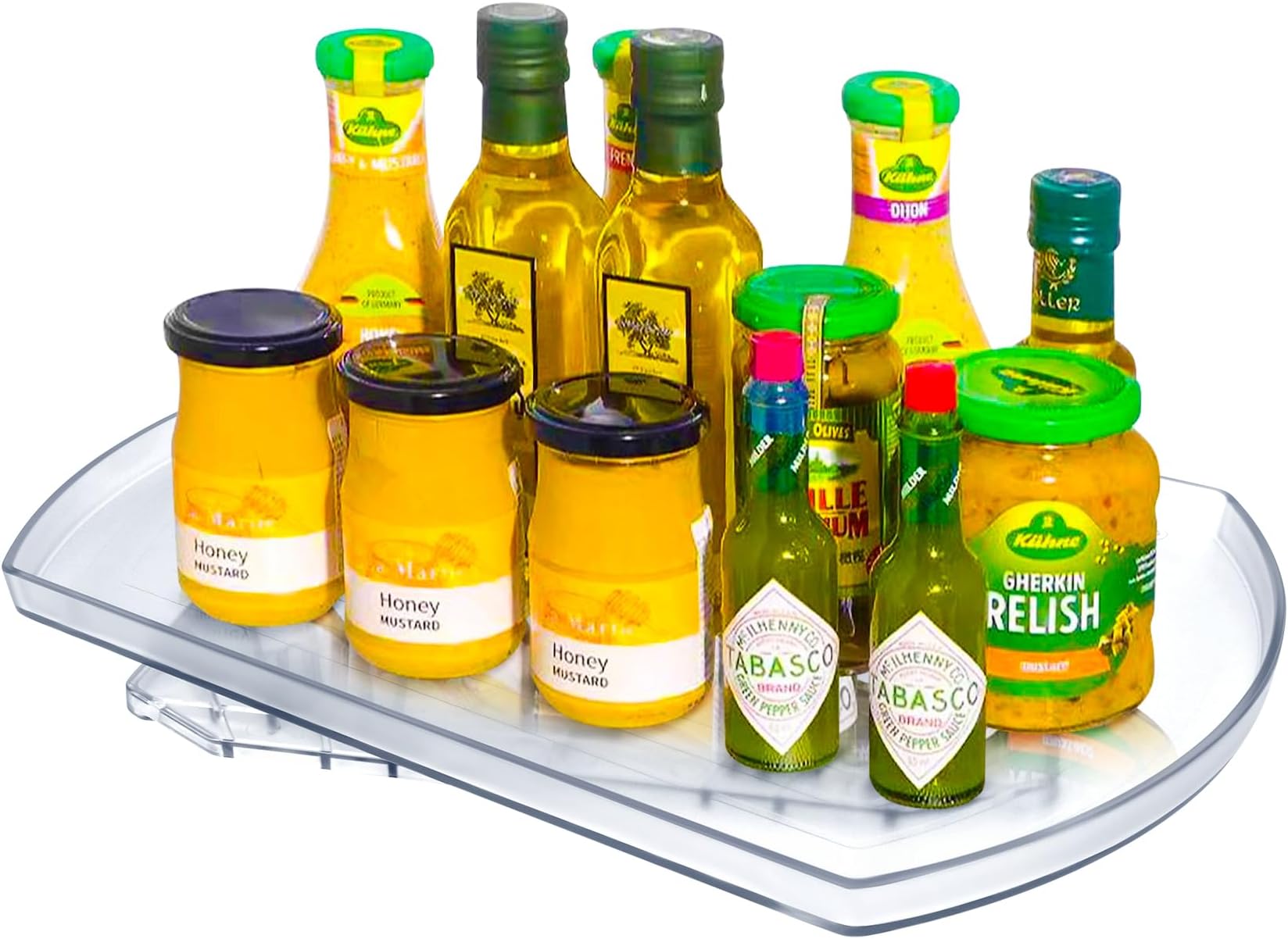 MUJG Lazy Susan Turntable Organizer for Refrigerator, Rectangular Fridge Organizer