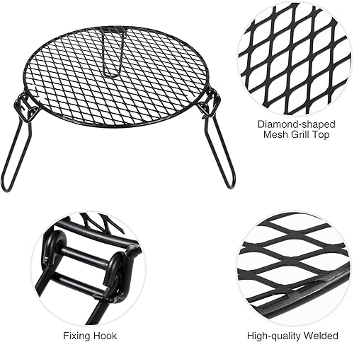 Miniatura 3 de REDCAMP Parrilla plegable para fogata para fogata individual, trípode portátil de hierro con parrilla de acero para hoguera, horno holandés,