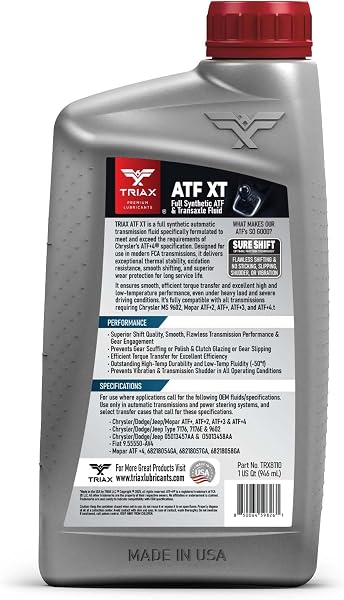 TRIAX ATF XT ATF+4 Olio Cambio Automatico Sintetico - Per Trasmissioni Chrysler Jeep Dodge RAM Fiat MS 9602 (0,946 L (1 quart)) - 2