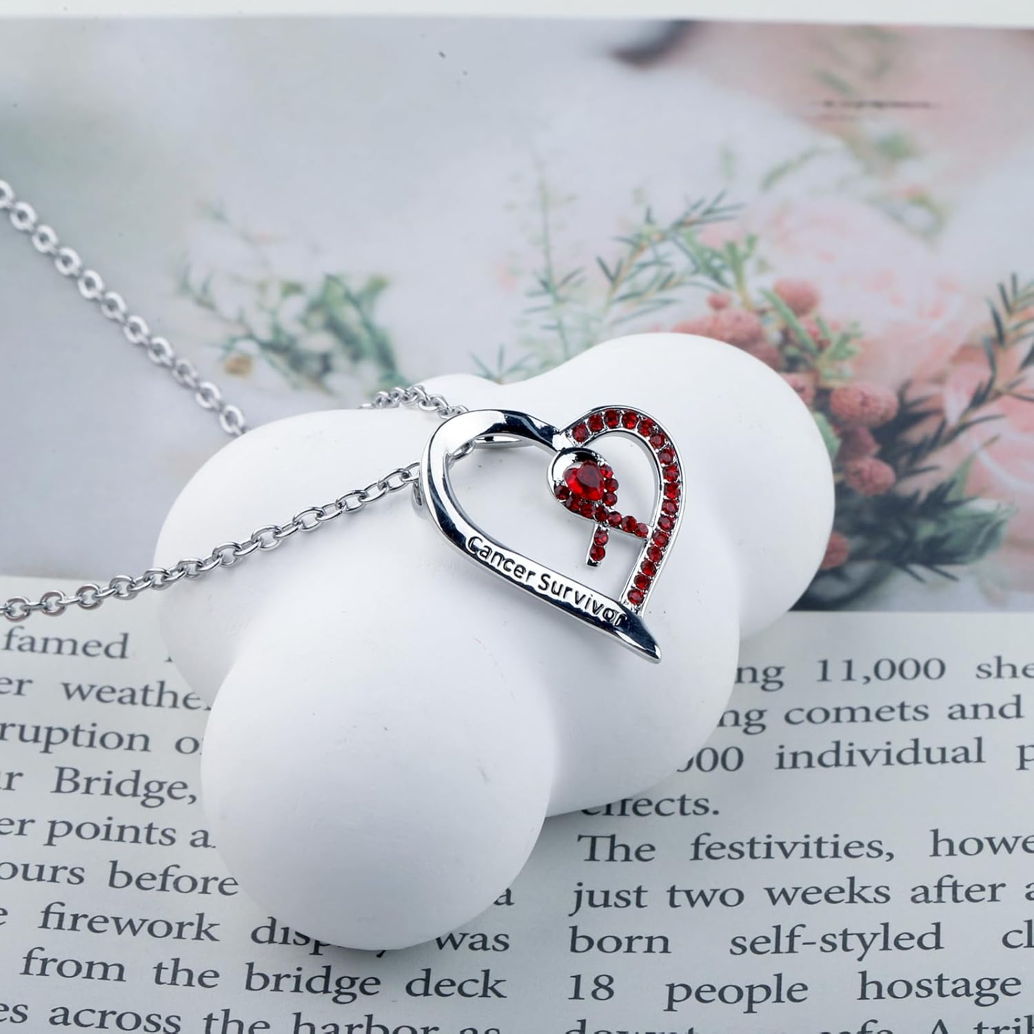HOLLP Heart Disease Red Awareness Ribbon Necklace Red Awareness Ribbon Charm Necklace for Women - Image 4