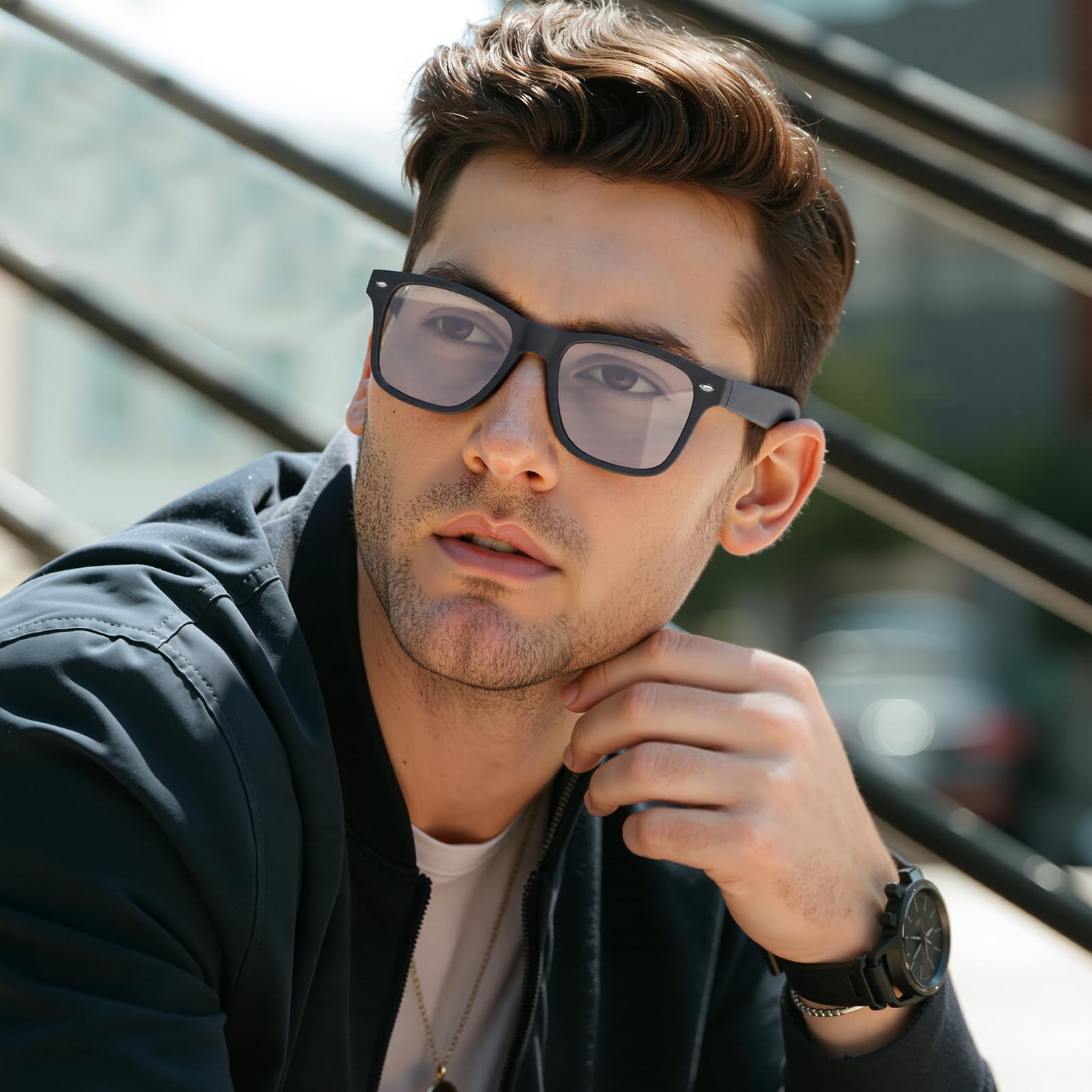 Opssaker Occhiali da Sole da Uomo Polarizzati - Protezione UV400 Occhiali Vintage Quadrati per Uomo Donna Guida Pesca