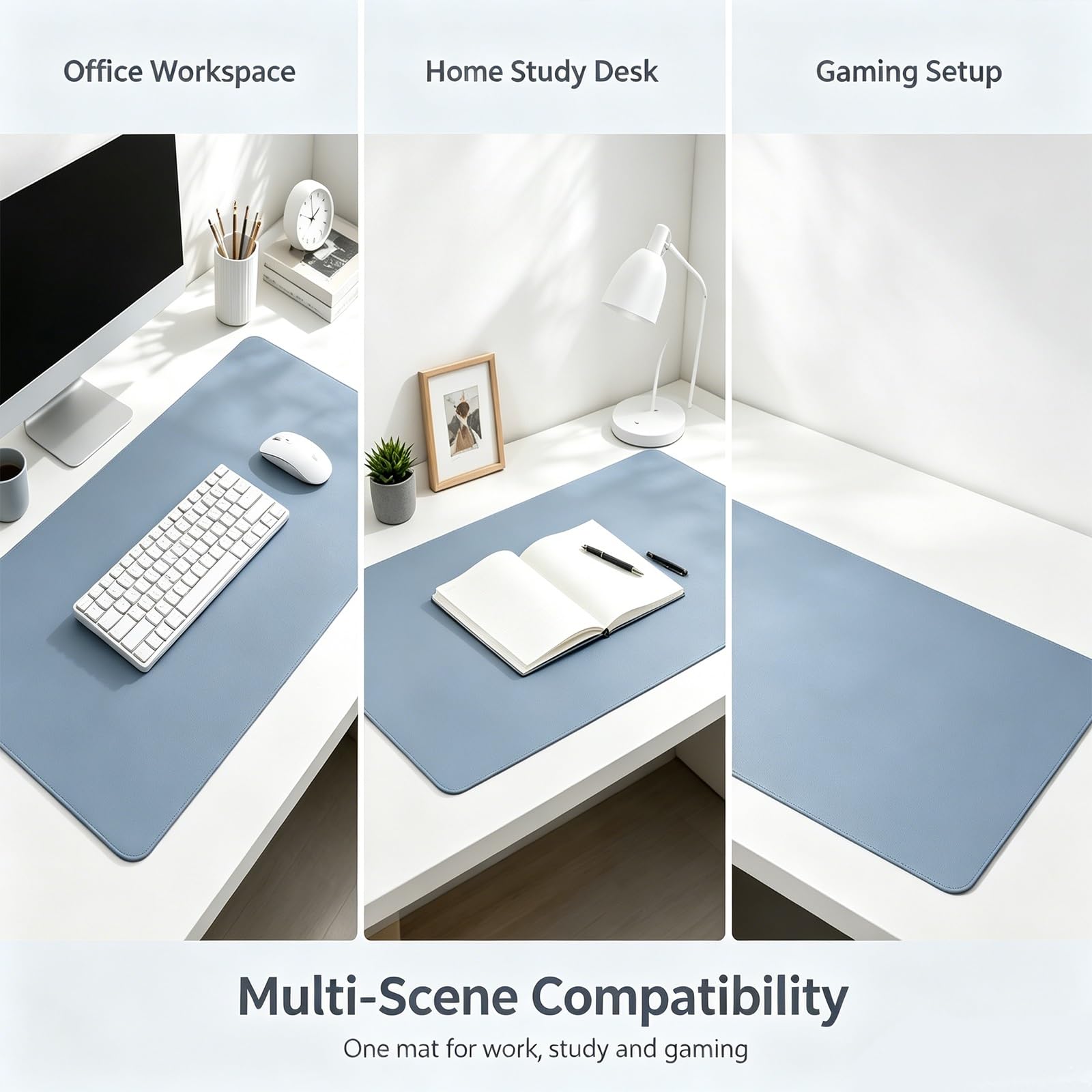 Tappetino da scrivania grande Tappetino for mouse esteso Tappetino | Tappetino da ufficio da gioco antiscivolo impermeabile for laptop e workstation(Blue,90x40cm)