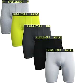 AND1 Mens Boxer Briefs - 5 Pack Performance Stretch Mens