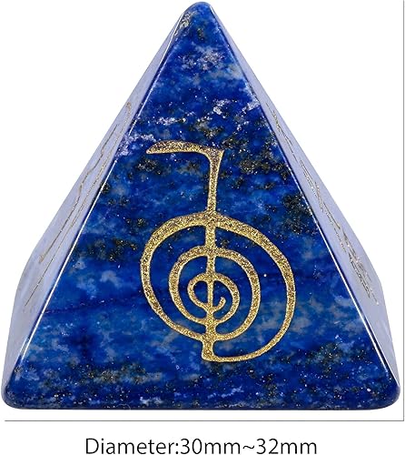 Miniatura 7 de Amogeeli Pirámide de piedra de cristal curativo con símbolos de Reiki grabados, piedra de bolsillo para decoración de meditación, piedra de