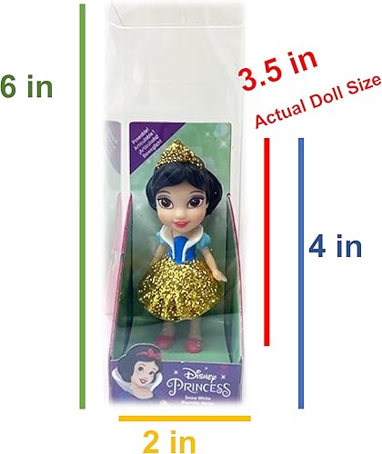 Miniatura 3 de Empaquetado en caja transparente para regalo, muñeca de princesa de Disney Mini posable de 3.5 pulgadas, elige entre los 11 personajes de princesa