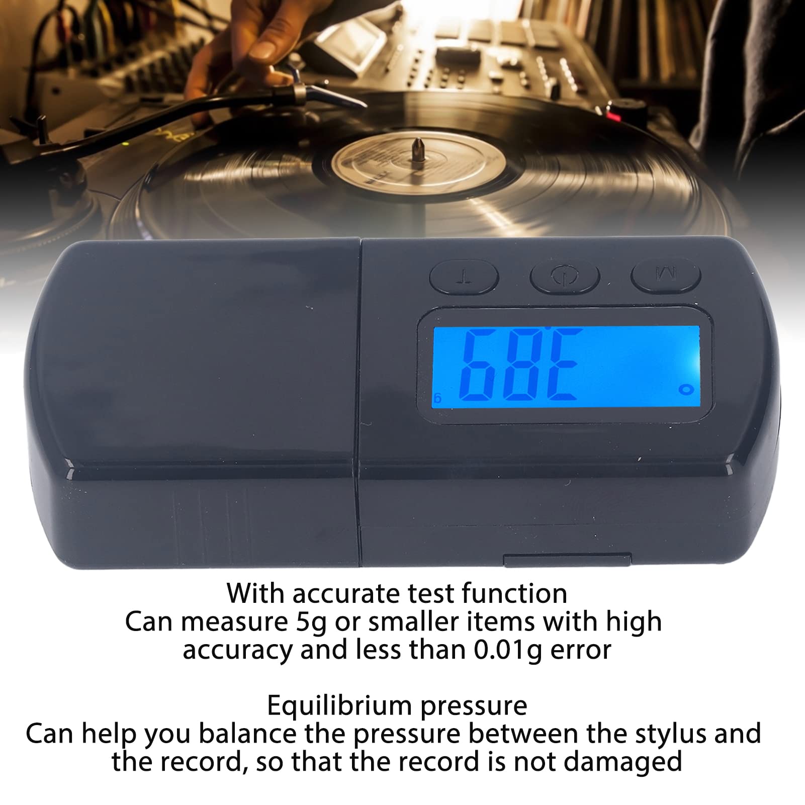 Digital Turntable Stylus Needle Force Scale Gauge Tools DIY LED For LP Record Player Phono Black