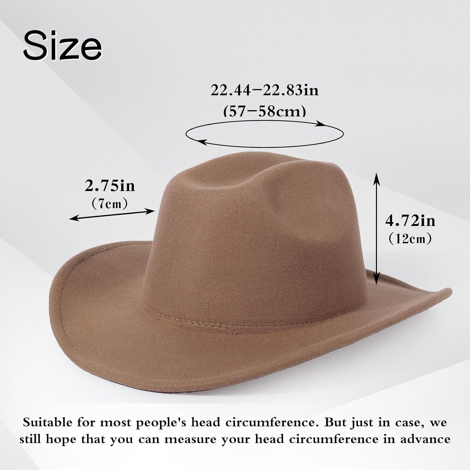 2 Pack Western Cowboy Hats for Women Men 4 Different hat Bands | Classic Felt Wide Brim Costume Cow Boy Hat Curved Brim Cowgirl Hat