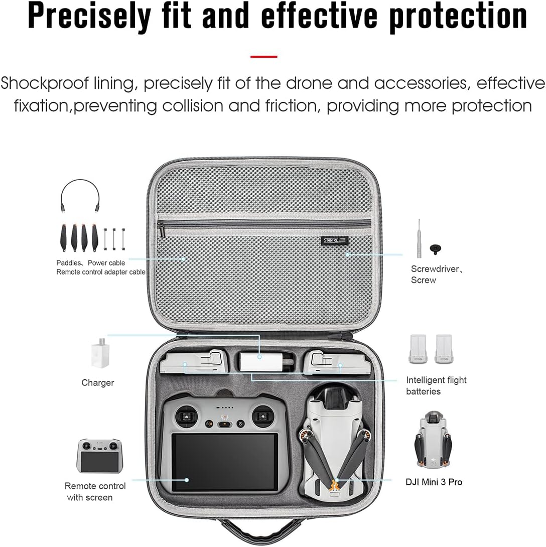Supfoto Carrying Case for DJI Mini 3 Pro RC Storage Bag Hard Shell