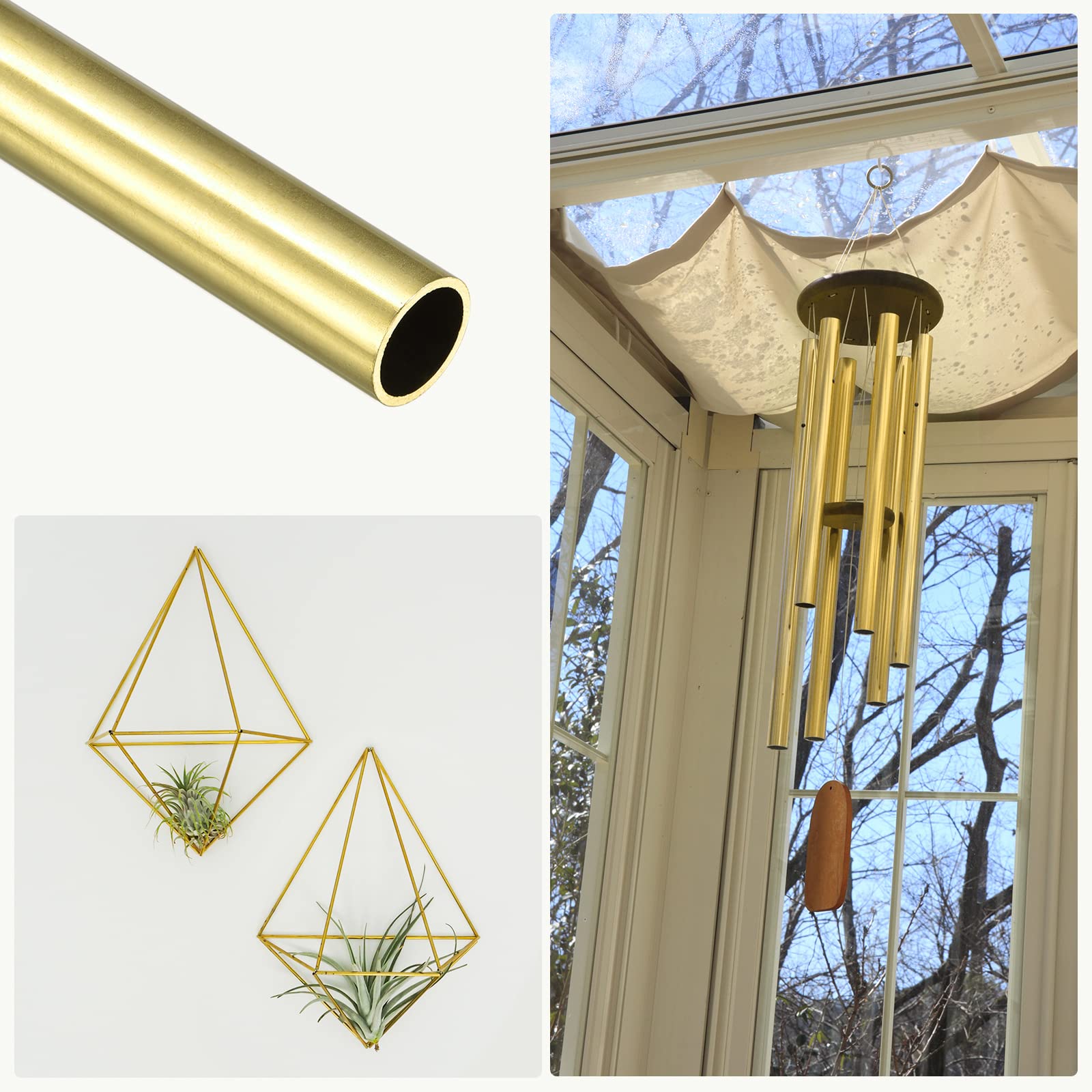 METALLIXITY Mosiężna rura (12 mm AD x 1 mm ściana gł. x 200 mm dł.), 2 szt. węży prostych – do domu, urządzeń, majsterkowania, rzemiosła artystycznego