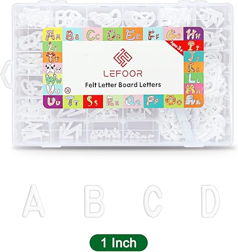 Miniatura 2 de Letras de tablero de cartas, 504 caracteres precortados (1 pulgada, blanco) con bandeja de clasificación, letras de tablero de fieltro