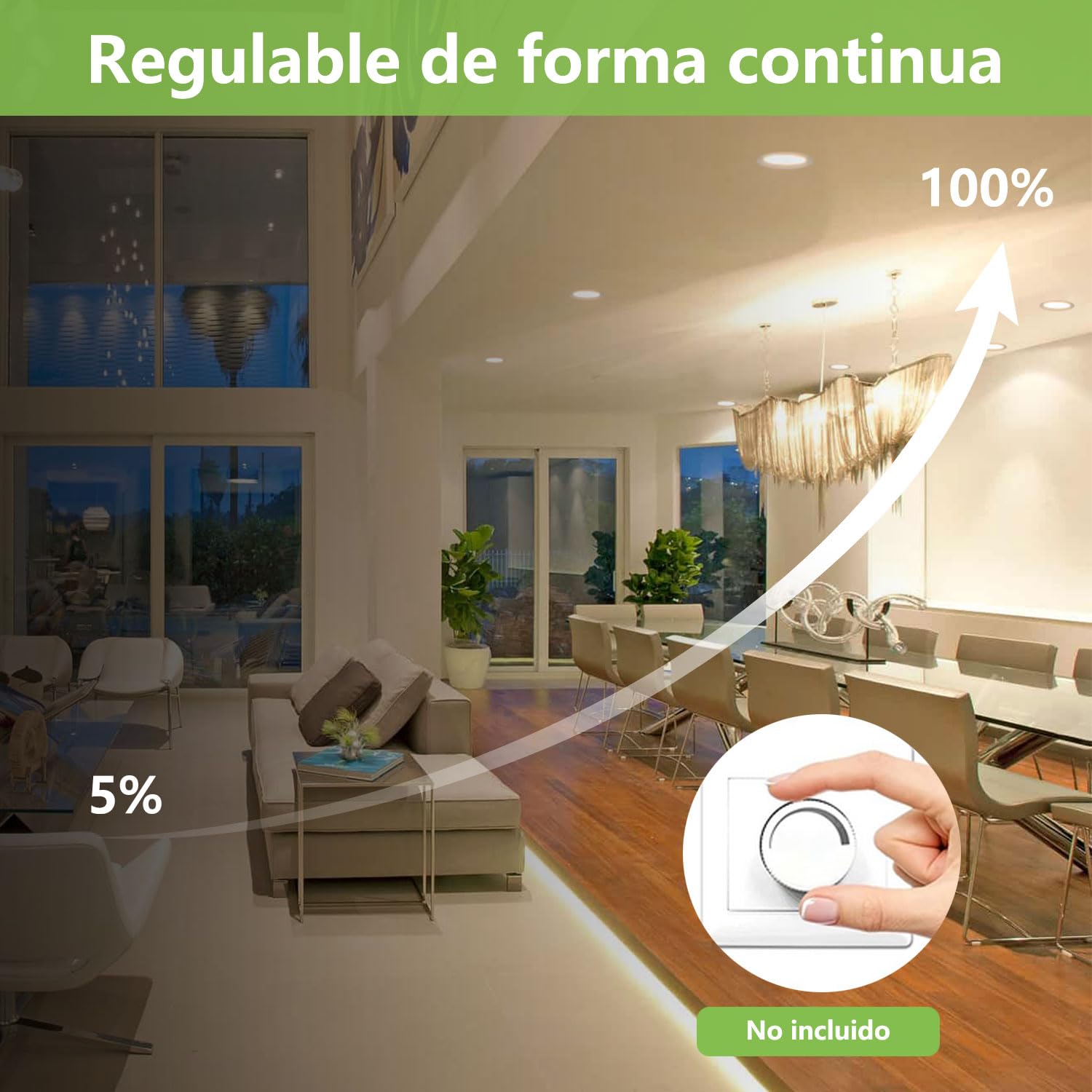 5er 12w LED Panel redondo Luz de techo blanca Foco empotrable regulable, extremadamente plano, 220V 720Lumen reemplaza a los tubos fluorescentes de 100W Luz de techo LED
