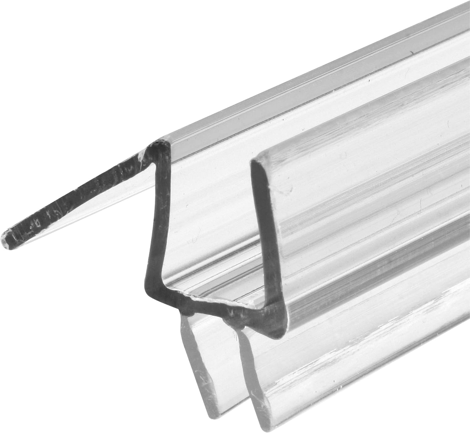 Prime-Line M6258 Frameless Shower Door Bottom Seal - 3/8" Thick Glass, 36" Clear Vinyl Leak Barrier, Easy No-Adhesive Install