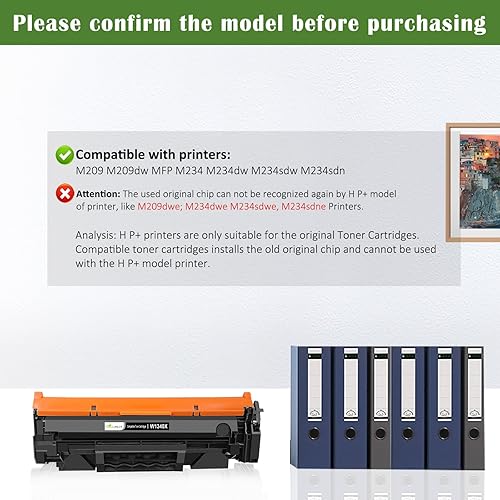 Vista 2 de No funciona con H P + extremo del modelo de impresora con ''e'' Cartucho de tóner compatible 134X W1340X (134A W1340A) negro de alta capacidad
