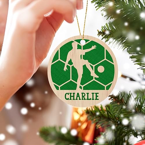Miniatura 5 de Adorno de Navidad de balón de fútbol, adorno de fútbol personalizado con nombre, adorno de jugador de fútbol personalizado para árbol de Navidad