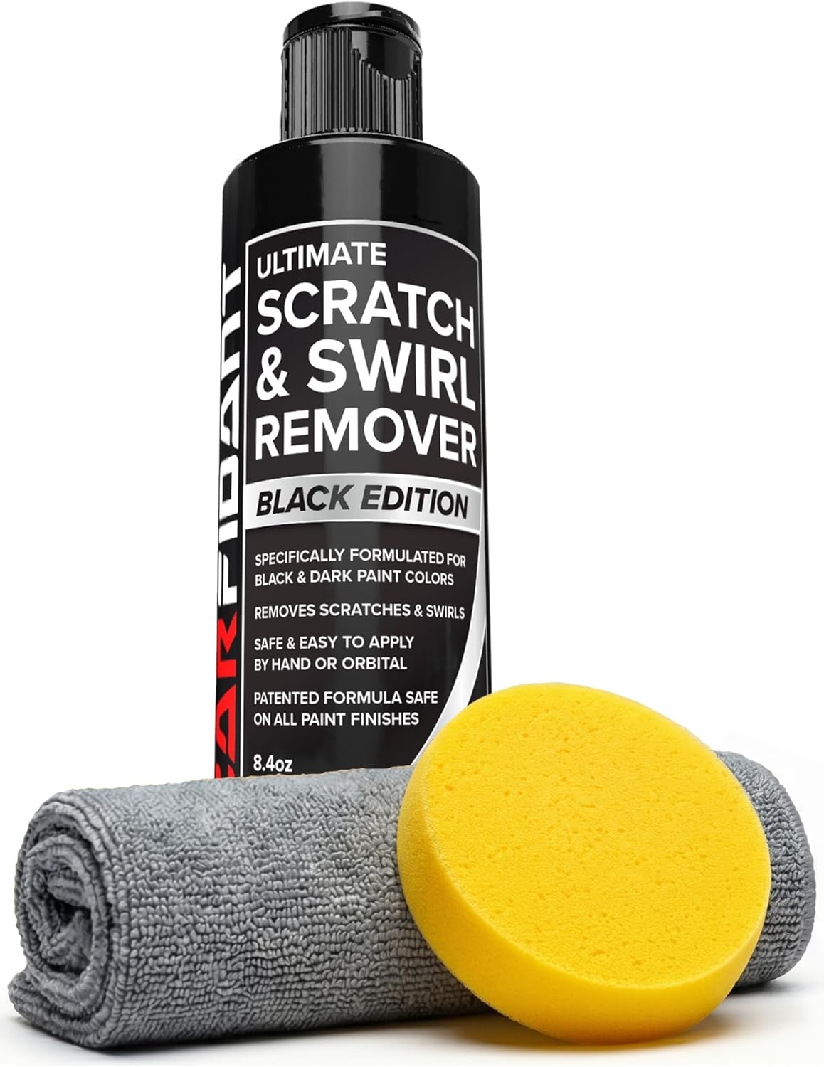 Carfidant Black Scratch and Swirl Remover - Car Scratch Remover for Vehicles Paint - Polishing Compound for Cars with Pad - Cutting Compound Paint Restorer