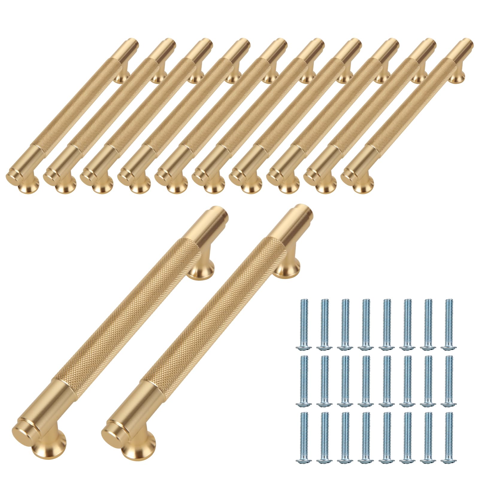 VIDETOL 12 Pcs Gold Cabinet Handles, 160mm Total Length Kitchen Drawer Handles
