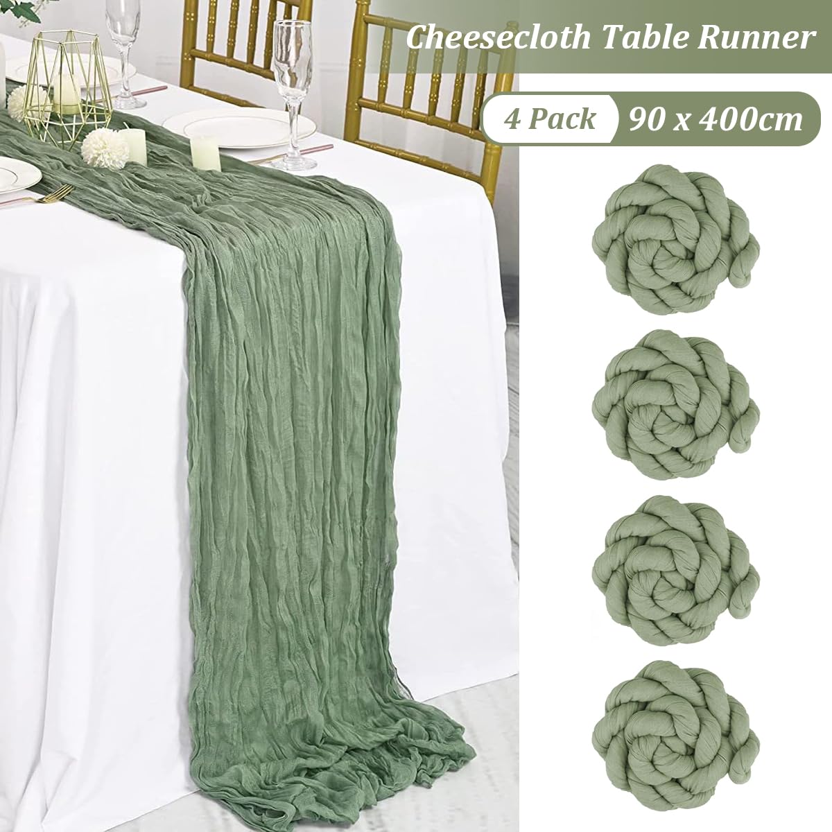 BOXAN Runner Da Tavola In Garza Color Pesca Chiaro, 76 X 304 Cm, Per Matrimoni, Addii Al Nubilato, Baby Shower - 2