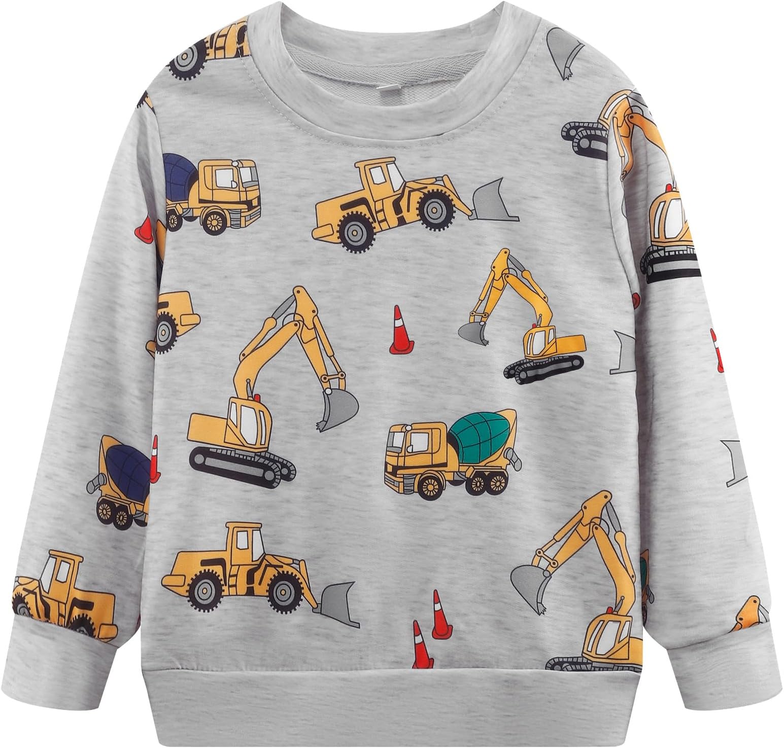 AkyzicToddler Boys Sweatshirts Cotton Crewneck Truck Shirt Dinosaur Long Sleeve Pullover Tops Tees 2-8T