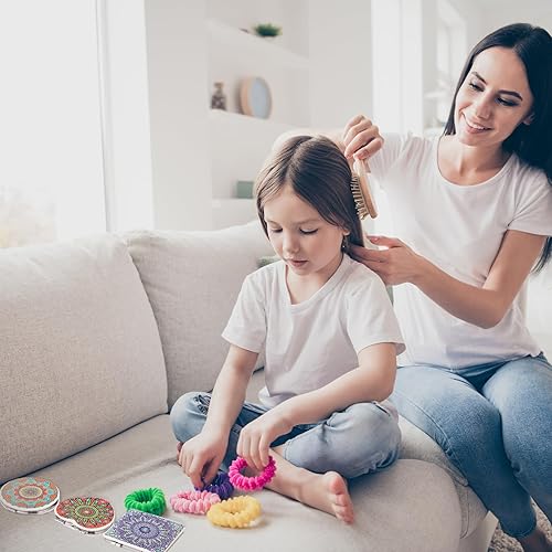 Miniatura 6 de Geetery Espejo compacto de pintura de diamante, diseño de mandala, espejo de bolsillo, portátil, mini plegable, de mano, con aumento, kit de arte de