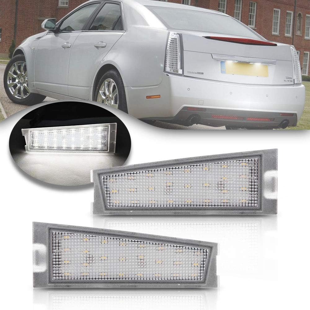 NSLUMO LED License Plate Light Assembly for 2008 2009 2010 Cadillac CTS CTS-V Sedan, OEM Number Plate Lamp Replacement 6000K Xenon White 18-SMD Error Free Led Tag Light Kit