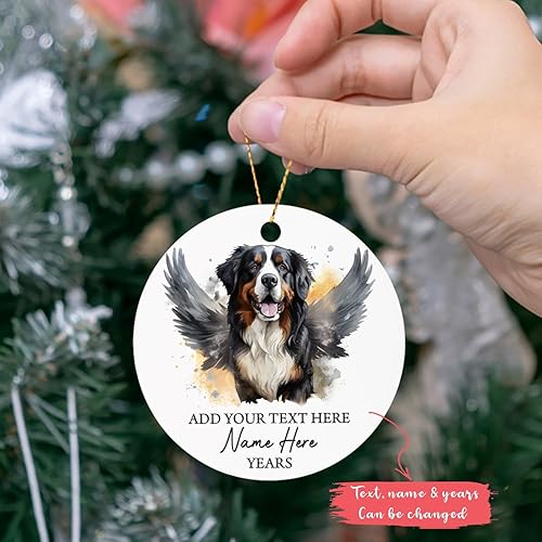 Vista 99 de Adorno conmemorativo personalizado de Bulldog Inglés – Alas de ángel, regalo de Navidad personalizado para perro, mamá y papá Adorno de Bulldog