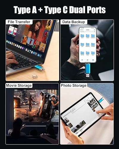 Miniatura 4 de KOOTION Unidad flash USB C de 128 GB 2 en 1 OTG USB 3.0tipo C, unidad de memoria USB C dual para teléfono inteligenteportátiltabletaPC - 128G, azul