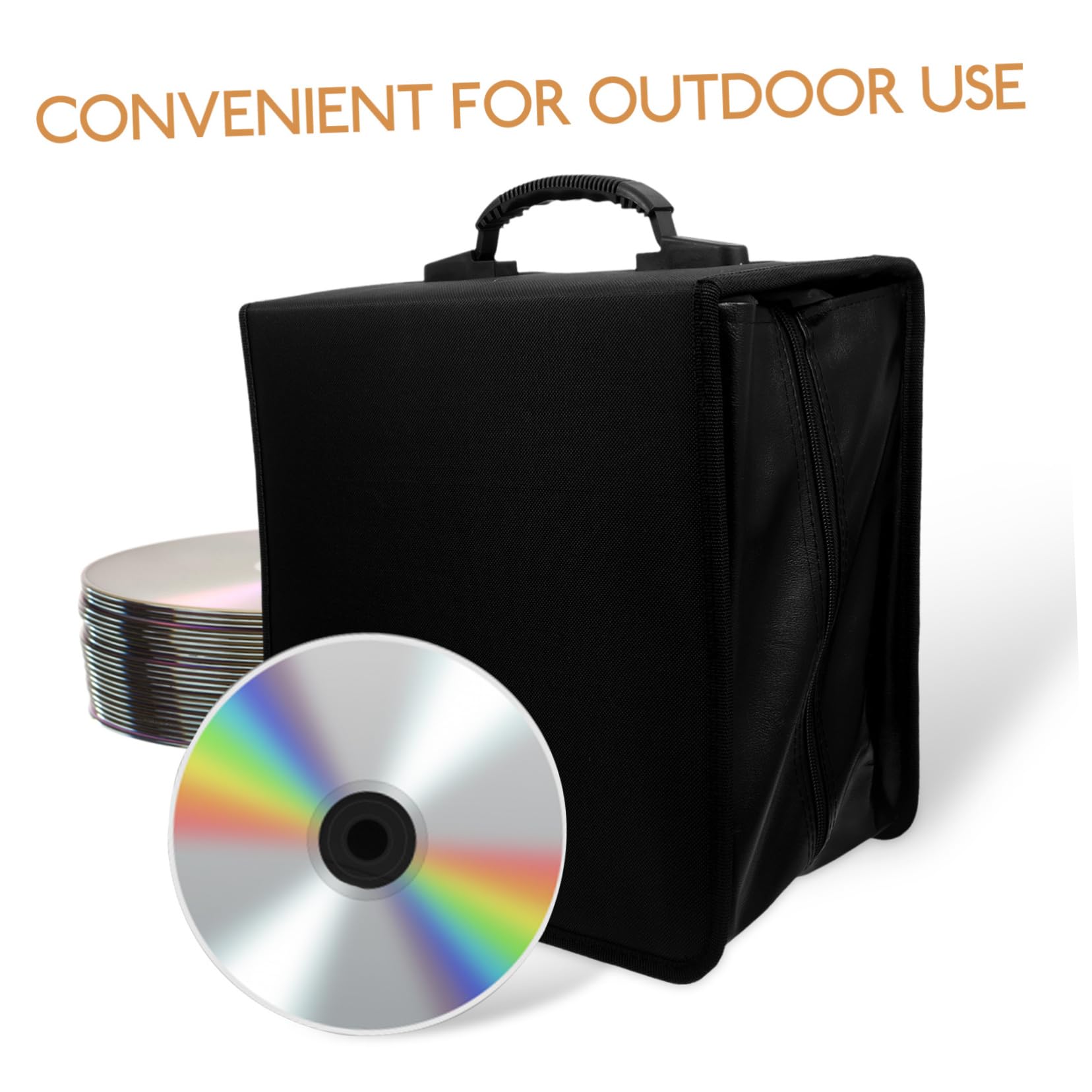 Didiseaon Portaoggetti Per Dvd in Pelle Pu Organizer Per Cd e Dvd Da Dischi Con Maniglia Raccoglitore Per Auto Casa Ufficio e Viaggio Nero