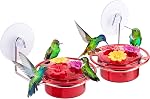 iBorn Window Hummingbird Feeder Hummingbird Feeder with Strong Suction Cup Mini Humming Bird Feeders for Outdoors, Bee-Proof Feeding Ports & Stainless Steel Base, 3oz, 2025 New