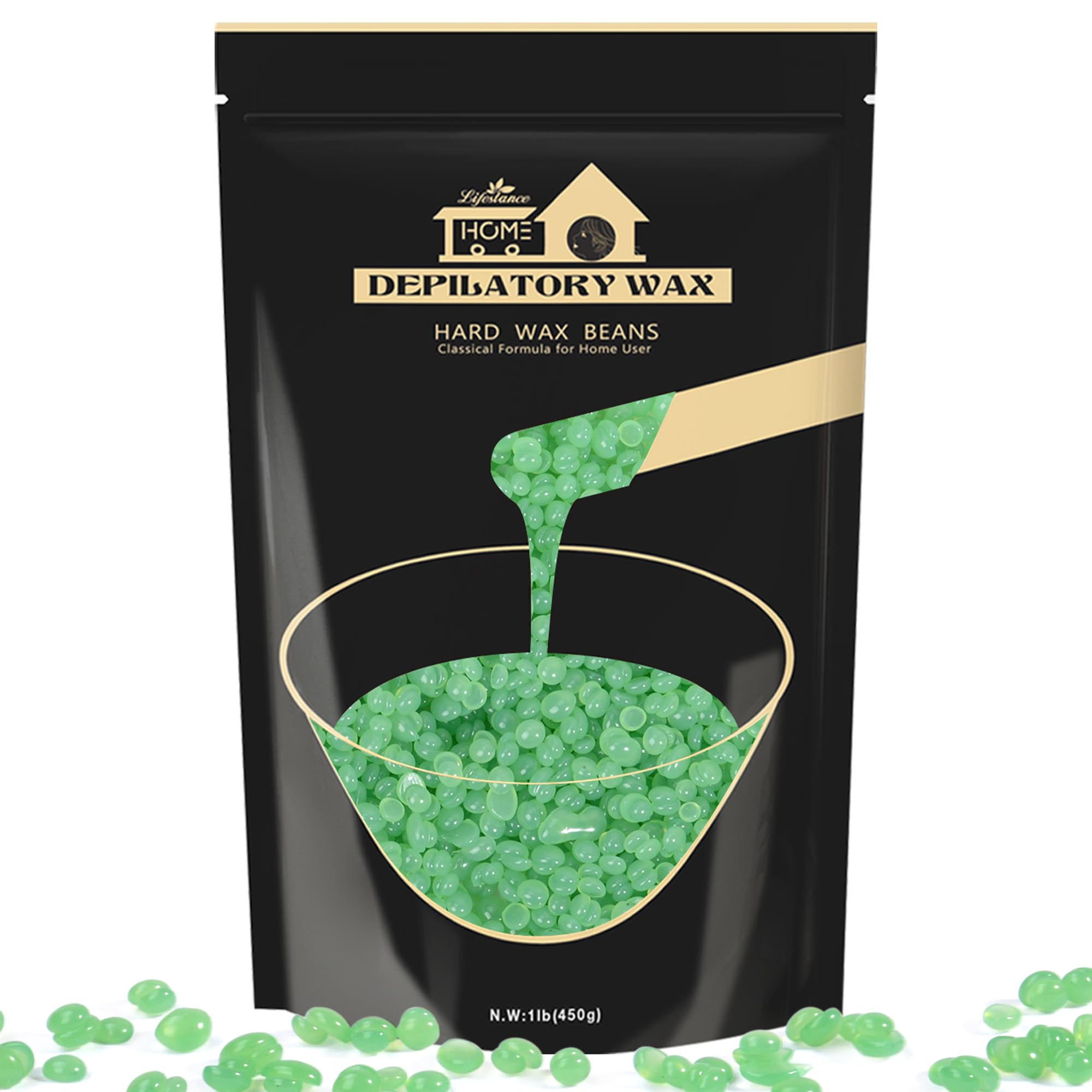 Lifestance Hard Wax Beads 450g, Aloe Vera Wax for Sensitive Skin Hair Removal, Hypoallergenic and Painless for Whole body Waxing