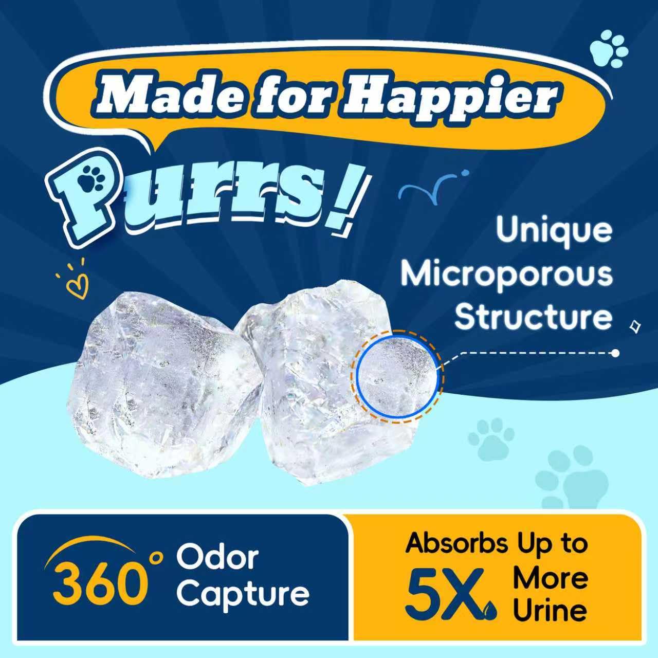 LMJP Crystal - Arena para gatos, 8.5 libras, rápida absorción de olores y humedad dura hasta 6 semanas, bajo seguimiento para menos desorden, cristales de gel de sílice sin perfume que no se aglutinan