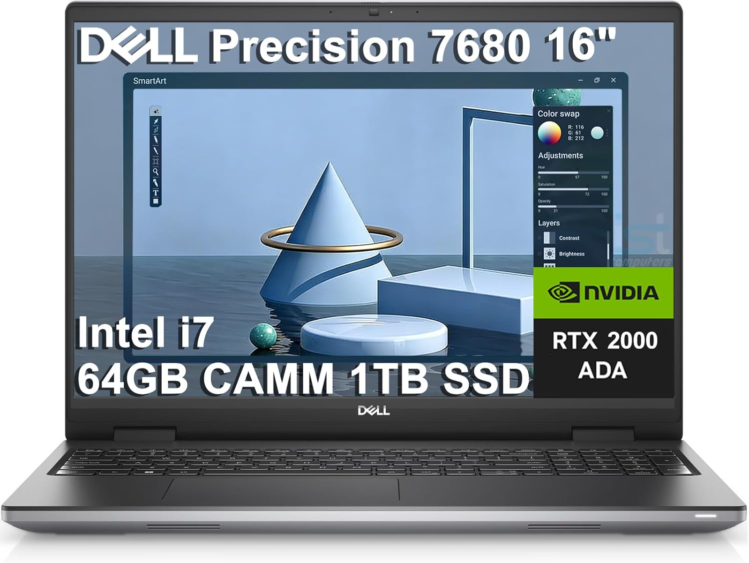 Dell Precision 7000 7680 Mobile Workstation Laptop (NVIDIA RTX 2000 Ada 8GB, 16" FHD+, Intel Core i7-13850HX (> Ultra 7-155U), 64GB LPCAMM2 DDR5, 1TB SSD) Pro Max for Designer, Engineer, Win 11 Pro