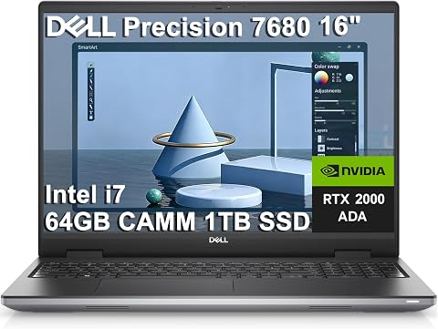 Dell Precision 7680 Mobile Workstation Laptop with NVIDIA RTX 2000 Ada, 16" F...