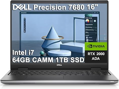 Dell Precision 7000 7680 Mobile Workstation Laptop NVIDIA RTX 2000 Ada 8GB, 16" FHD+, Intel Core i7-13850HX > Ultra 9-185H, 64GB LPCAMM2 DDR5, 1TB SSD Pro Max for Designer, Engineer, Win 11 Pro