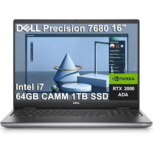 Dell Precision 7000 7680 Mobile Workstation Laptop (NVIDIA RTX 2000 Ada 8GB, 16" FHD+, Intel Core i7-13850HX (> Ultra 9-185H), 64GB LPCAMM2 DDR5, 1TB SSD) Pro Max for Designer, Engineer, Win 11 Pro