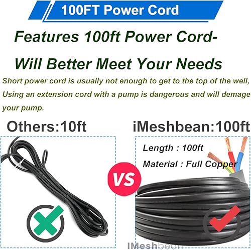Miniatura 18 de Bomba sumergible de acero inoxidable con cable de alimentación de 100 pies, salida extra, resistente (1hp-110 V + caja de control)