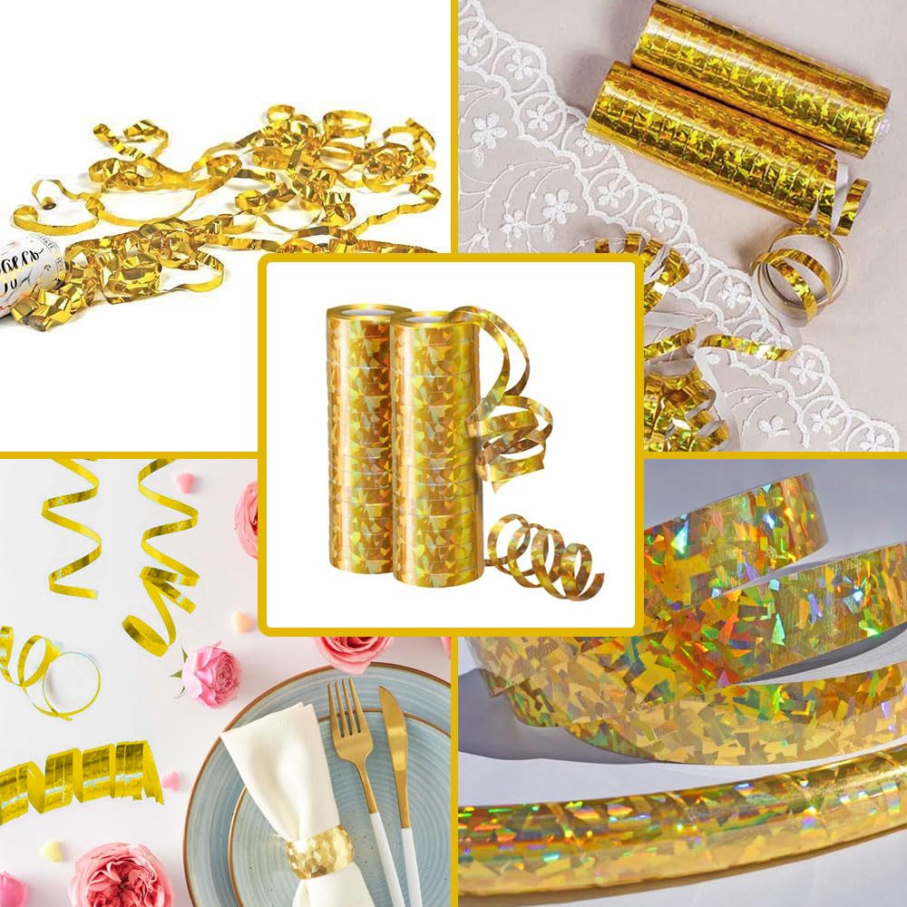 5 Stelle Filanti Metalliche Oro per Decorazioni Festa Compleanno - 5 Pezzi -