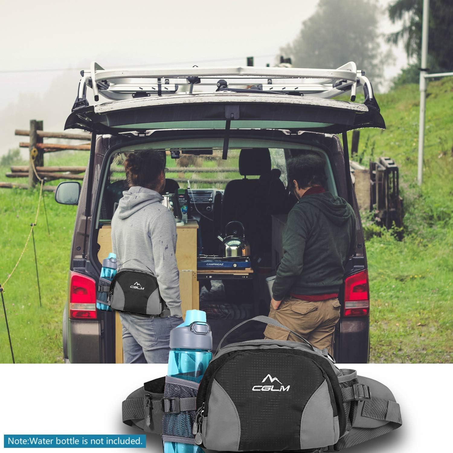 Hiking Fanny Pack with Water Bottle Holder for Men Women Waist Bag Running Waist Pack Running Belt Lumbar Pack Waterproof for Outdoor Travel Cycling Climbing Walking for iPhone Samsung Phones Black - Image 7