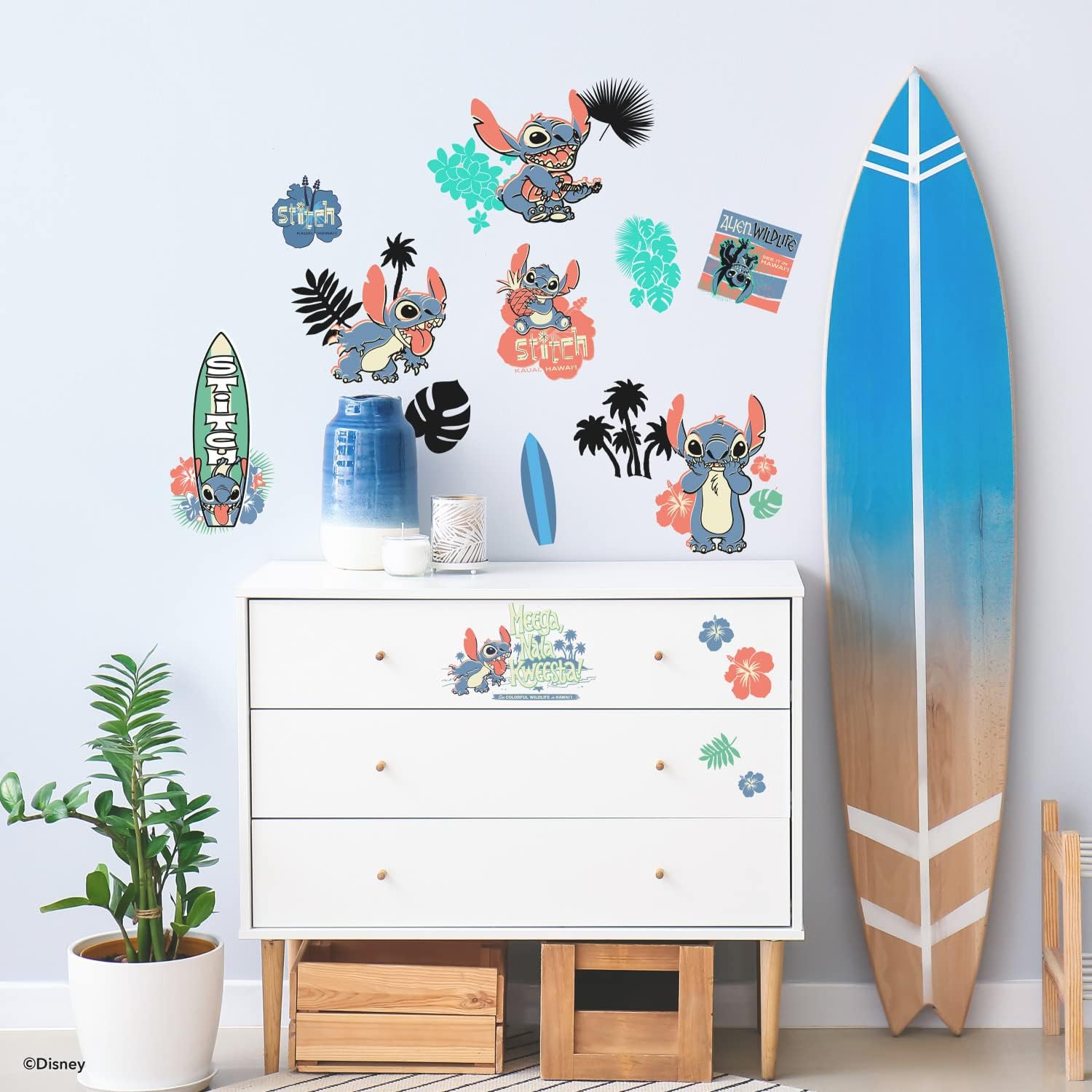 RoomMates Disney Stitch Surf's Up Peel & Stick Wall Decals by RoomMates, RMK5367SCS